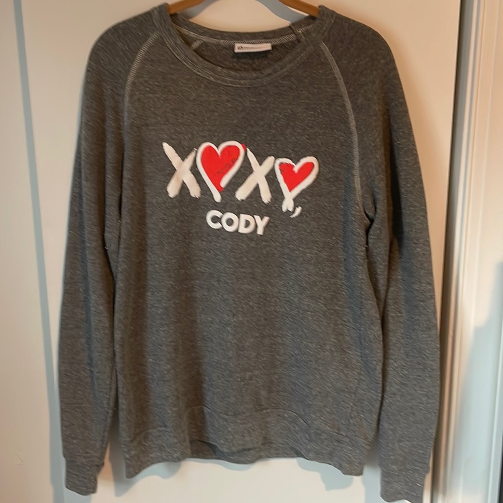 Peloton Gray Sweatshirt with Red Heart Graphics
